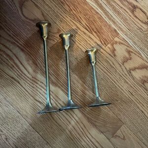 Handmade solid brass candlesticks set of three
